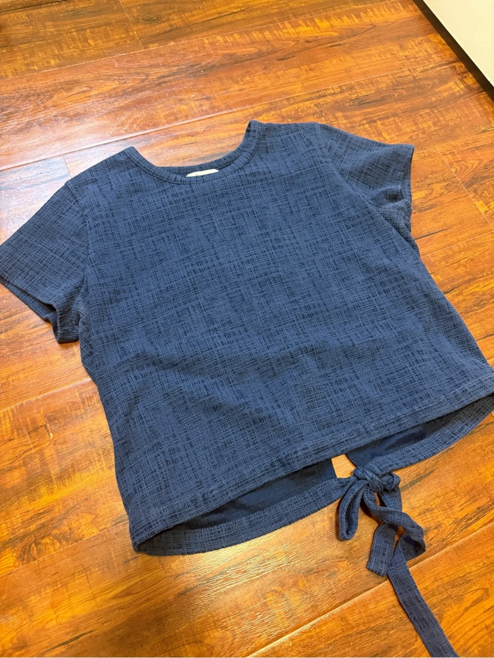 Madewell Verse Tie-Back Top Navy Blue short sleeve size Large.